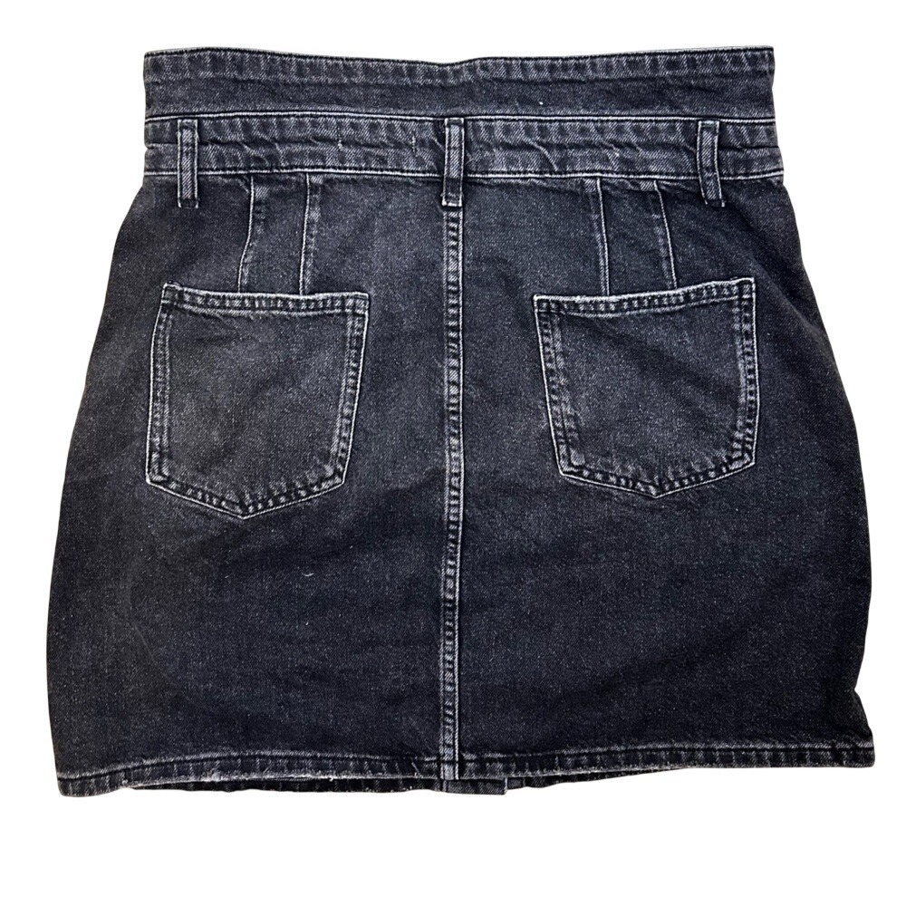 Pilcro Anthropologie Black Denim A-Line Paperbag High Waist Skirt Women's 12 - Picture 7 of 12